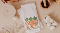 happy Easter kitchen towels for Mom, cute carrot farmhouse Easter decor, Easter basket stuffers for adults, Easter gifts for women, spring