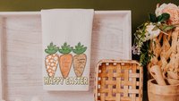 happy Easter kitchen towels for Mom, cute carrot farmhouse Easter decor, Easter basket stuffers for adults, Easter gifts for women, spring