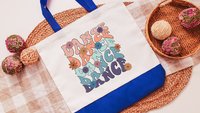 70s inspired retro flower tote bag for dance tote bag for girls, dance mom gifts, dance team senior gifts for college girls, Easter basket
