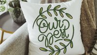 botanical throw pillow for sofa, our nest kitchen towels for friends, new home housewarming gift set for couple, greenery wedding gifts for