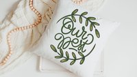 botanical throw pillow for sofa, our nest kitchen towels for friends, new home housewarming gift set for couple, greenery wedding gifts for