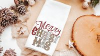 Merry Christmas throw pillow for couch modern Christmas decor for home, trendy Christmas kitchen towels for friends, secret Santa gifts for