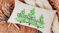 oh Christmas tree lumbar throw pillows for couch, whimsical Christmas lumbar pillows for chair, cute Christmas housewarming gift for couple