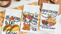 sassy kitchen towels for family, chips and salsa fiesta decor, taco gifts, funny hand towels for kitchen, no drama llama gifts for women