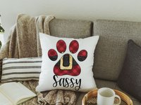 personalized Santa Paws Christmas throw pillows plaid Christmas decor for home, stocking stuffers for dog mom Christmas gifts for dog lovers