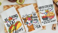sassy kitchen towels for family, chips and salsa fiesta decor, taco gifts, funny hand towels for kitchen, no drama llama gifts for women