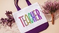 cute teacher tote bag for books, best gifts for teacher appreciation gifts from students, neon tote bag for school, preschool teacher gifts