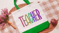 cute teacher tote bag for books, best gifts for teacher appreciation gifts from students, neon tote bag for school, preschool teacher gifts