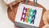 mama mama mama tote bags for moms, first time mom gifts from sister, funny mom bag for church, best gifts for her, bonus mom birthday gifts