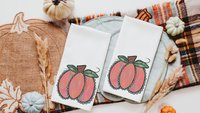 watercolor pumpkin throw pillows for couch trendy fall decor for home, autumn kitchen towels, Thanksgiving hostess gift for women, farmhouse