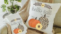 hello fall kitchen towel set, leopard pumpkin decor, sunflower gifts for Mom, new apartment gift for her, fall decorations for home, October