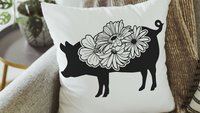 farm animal kitchen towel, floral farmhouse kitchen decor, pig dish towel, Christmas gifts for Mom, farmhouse throw pillows for couch, crazy