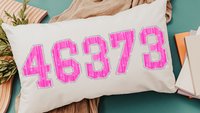 personalized zip code lumbar pillow for bed, college dorm decor for girls, moving away gift for kids, cute throw pillow covers 12 x 20, pre