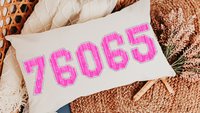 personalized zip code lumbar pillow for bed, college dorm decor for girls, moving away gift for kids, cute throw pillow covers 12 x 20, pre