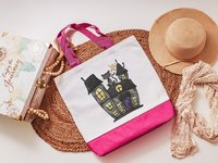 Haunted house Halloween tote bag