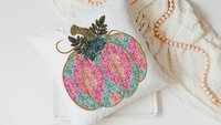 colorful pumpkin throw pillow covers 18x18, faux sequin turquoise pumpkin accent pillows for couch, cute pumpkin gifts, bright fall decor