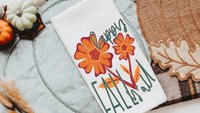 happy fall yall kitchen towels for friends, burgundy and orange flower hand towels for bathroom, fall housewarming gift for women, autumn