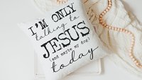 I'm only talking to Jesus today Christian throw pillow for chair, cute dog lover gifts for women, funny dog decor for home, dog mom gifts
