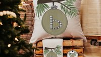 personalized initial hand towel for bathroom, custom farmhouse Christmas kitchen towels for couple, sage green Christmas kitchen decor, best