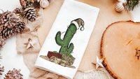 wild west cowboy snowman cute Christmas throw pillows for sofa, country western Christmas decor, cactus Christmas kitchen towel, funny
