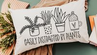 easily distracted by plants funny throw pillows for couch, plant mom gift, Mothers Day gift from daughter, plant gifts for her, gardener