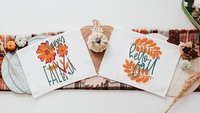 happy fall yall kitchen towels for friends, burgundy and orange flower hand towels for bathroom, fall housewarming gift for women, autumn