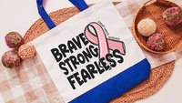 breast cancer awareness tote bag for women, brave strong fearless merch, breast cancer survivor gift, ring the bell end of chemo gift, save
