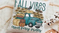 fall vibes and hayrides fall throw pillow covers 18 x 18, blue truck and pumpkin pillows for couch, sunflower gifts for women, autumn decor