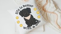 life is better with a dog throw pillows for sofa, black lab gifts, dog lover gift for women, black labrador decor, cute dog gifts for owners