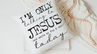 I'm only talking to Jesus today Christian throw pillow for chair, cute Mothers day gift for dog and cat lovers, funny pet throw pillow 18x18