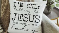 I'm only talking to Jesus today Christian throw pillow for chair, cute Christmas gifts for cat lovers, funny cat throw pillow covers 18x18