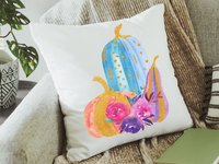 Watercolor Pumpkin Halloween Throw Pillow, 18x18
