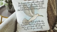 personalized dove of peace hug from Heaven pillow for couch, bereavement gift loss of mother sympathy gift for daughter, remembering a loved