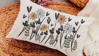 wildflower throw pillow for sofa, plant mom gift, Christmas gifts for gardeners, wildflower nursery decor, rocking chair pillow, lumbar