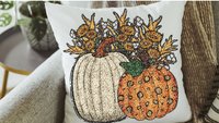 faux sequin sunflower throw pillow for sofa, fall decor for home, white pumpkin kitchen towel, Thanksgiving hostess gifts for women, orange