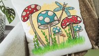 blue mushroom throw pillows for couch colorful mushroom kitchen towels for RV, red mushroom pillow cover 18 x 18, mushroom gifts for women