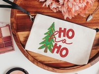 Ho Ho Ho Christmas Tree Wristlet, 9.5x6