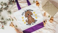 life is better with dogs labradoodle tote bag for women, cute Mothers day gifts from dog, reusable shopping bag, labradoodle gifts