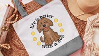 life is better with dogs labradoodle tote bag for women, cute Mothers day gifts from dog, reusable shopping bag, labradoodle gifts