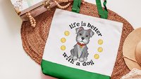 life is better with dogs miniature schnauzer tote bag for women, cute Mothers day gifts from dog, reusable shopping bag, schnauzer gifts