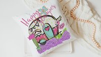 happy glamper pillows for camper, summer hand towel for bathroom, RV accessories for inside, van life gifts, indoor camper decor, best gifts