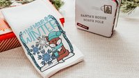 winter woodland hand towels blue Christmas kitchen towels for mom, stocking stuffers for adults, cute Christmas gifts for sister, winter fox