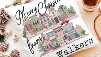 personalized Merry Christmas kitchen towels, custom small town Christmas kitchen hand towels, unique Christmas wedding gift for couple, best