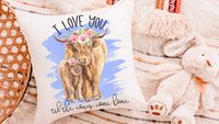 i love you till the cows come home highland cow throw pillow for nursery, cow nursery decor, shaggy cow gifts for cow lovers, rocking chair