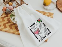 Christmas cocktail recipe Christmas bar towel, home bar accessories, cute Christmas hostess gifts for women, funny stocking stuffers for