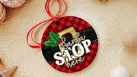 Santa stop here stocking tags for Christmas door knob hangers, cute Christmas ornament for kids, Santa Claus Christmas ornament gift best
