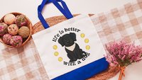 life is better with a dog labrador retriever tote bags for dog lovers, black lab totes for women, black labrador mom gift, cute dog gifts