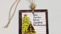 glitter trees ornament personalized gift for Mom Christmas gift for grandma, farmhouse Christmas ornaments handmade, kid name ornament for