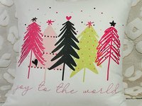 joy to the world cute Christmas throw pillows for sofa, modern Christmas decor, pink Christmas tree kitchen towel, Christmas gift set for