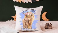 i love you till the cows come home highland cow throw pillow for nursery, cow nursery decor, shaggy cow gifts for cow lovers, rocking chair